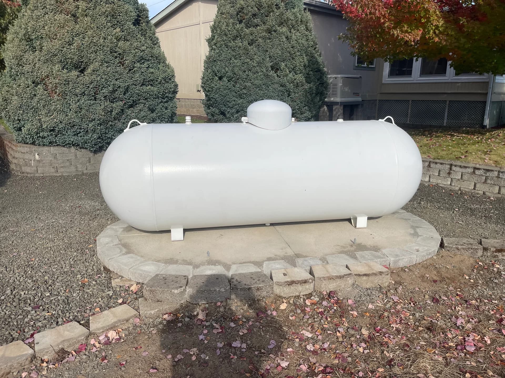 Propane tank on stone pad — Southern Oregon